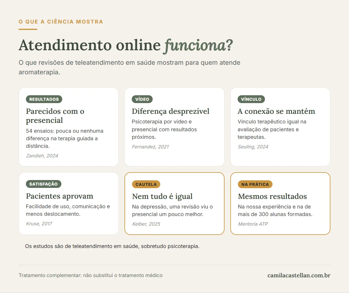 Infográfico: o que os estudos de teleatendimento em saúde mostram para o atendimento online de aromaterapia