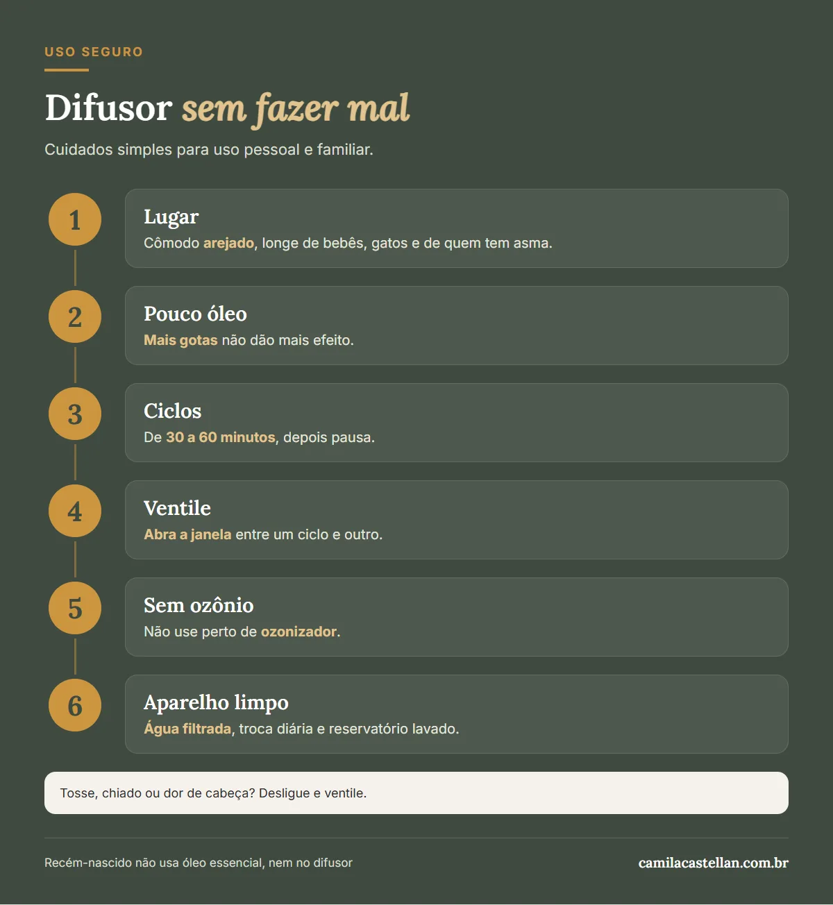 Infográfico: 6 passos para usar o difusor de aromas sem fazer mal