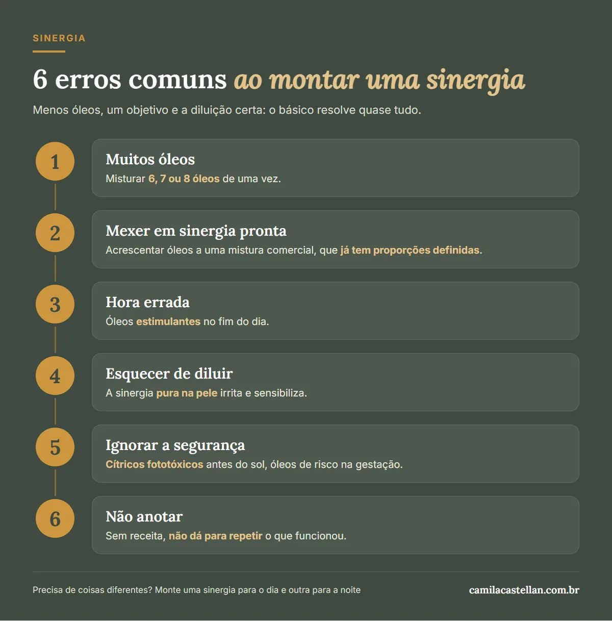 Infográfico: 6 erros comuns ao montar uma sinergia de óleos essenciais