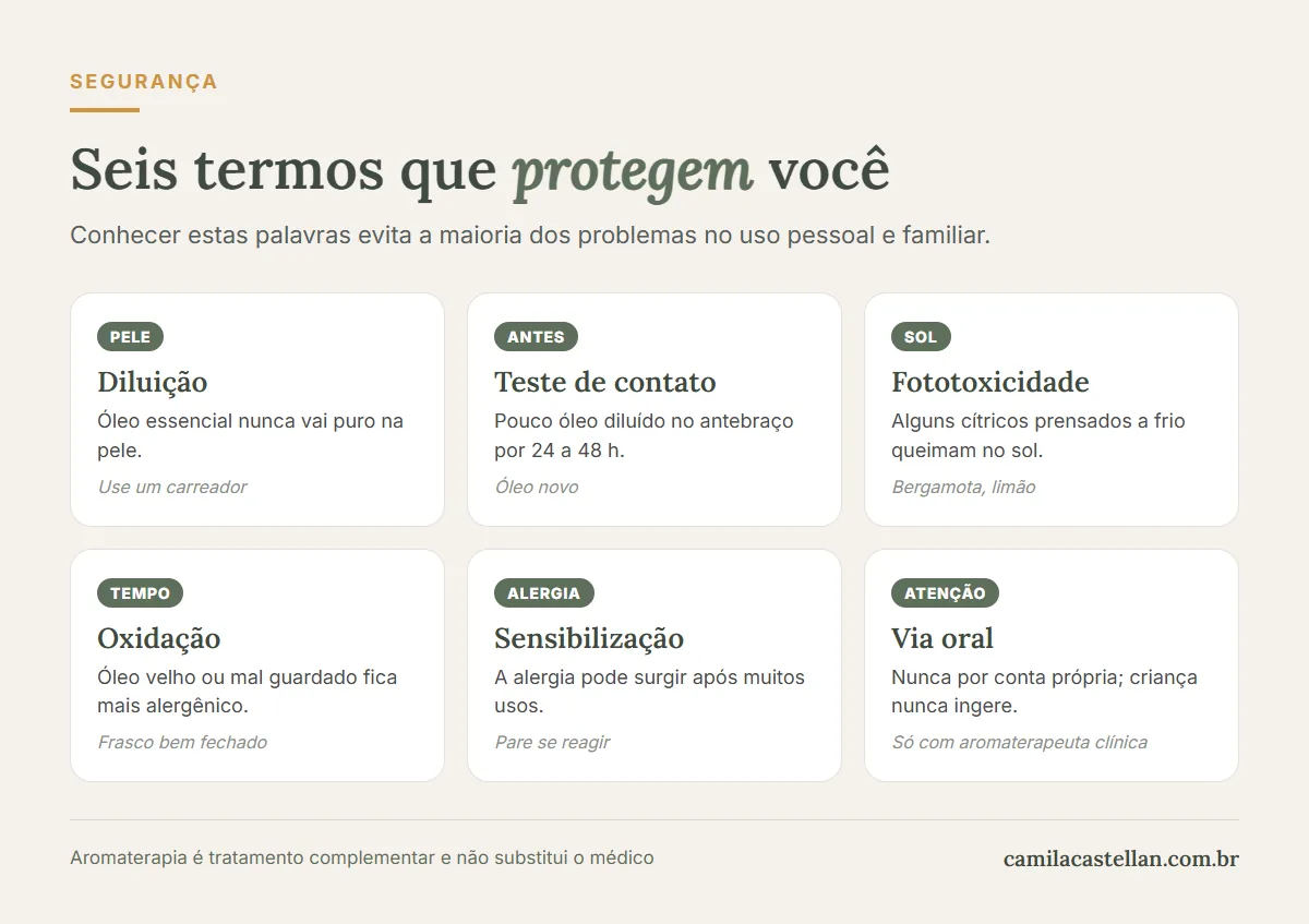 Infográfico: seis termos de segurança da aromaterapia explicados