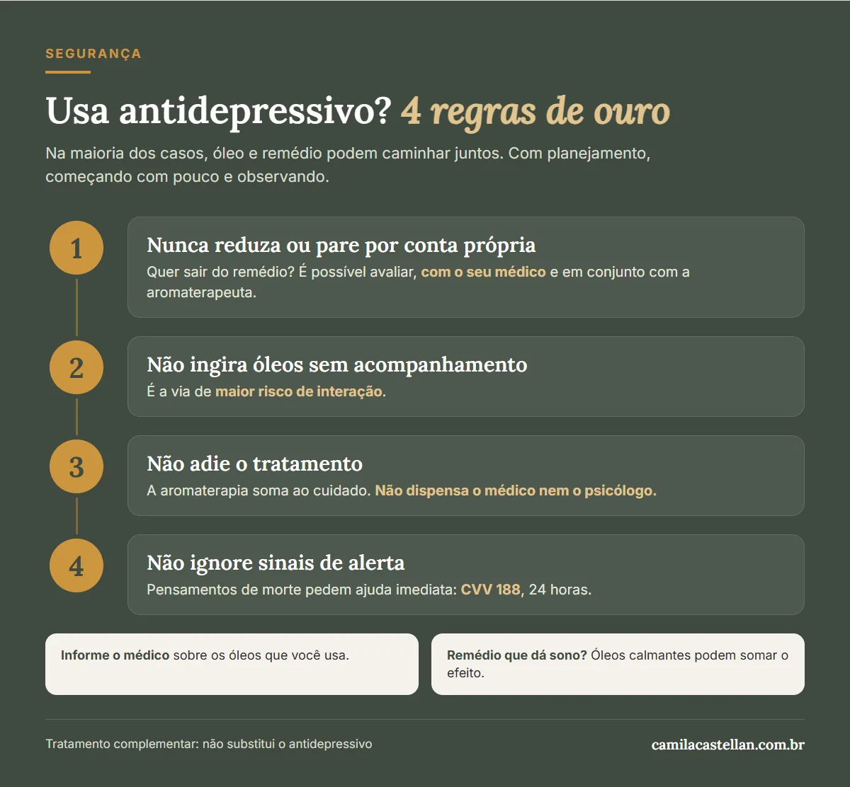 Infográfico: usa antidepressivo? 4 regras de segurança com óleos essenciais