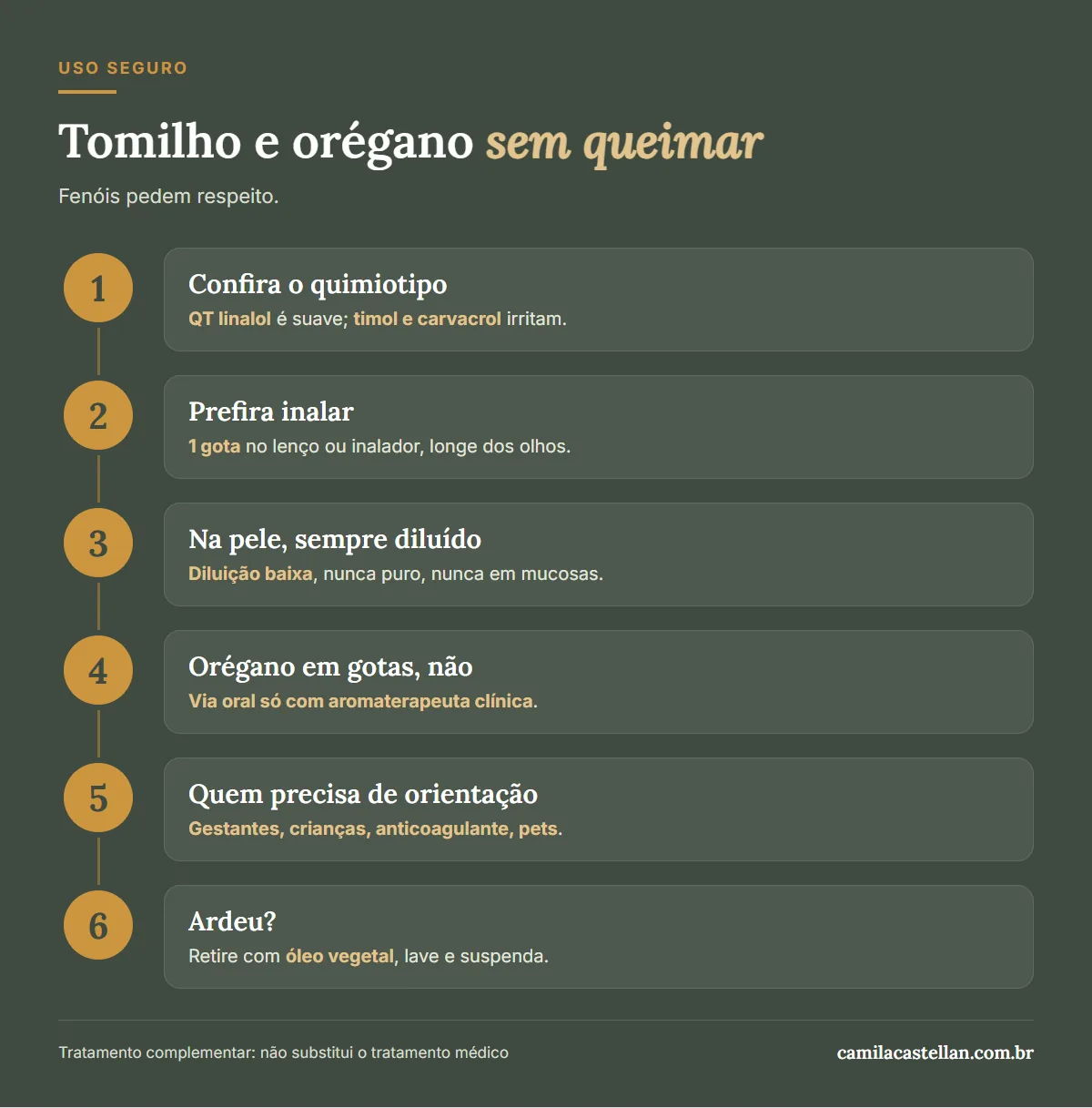 Infográfico: como usar os óleos essenciais de tomilho e orégano com segurança